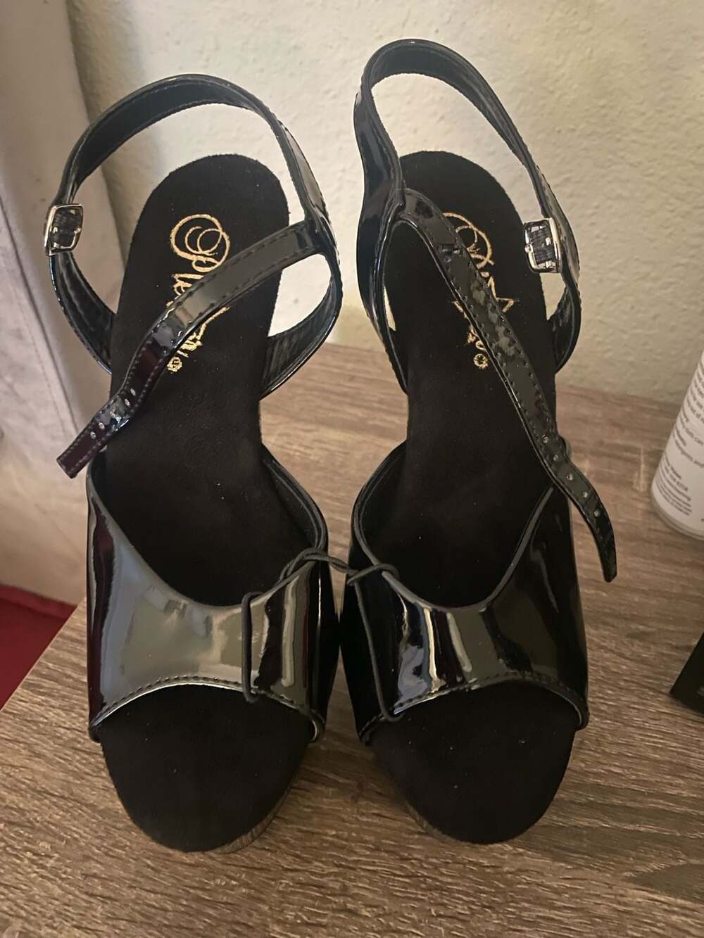 Pleaser Adore-708 Black Patent Platform Sandals Size L